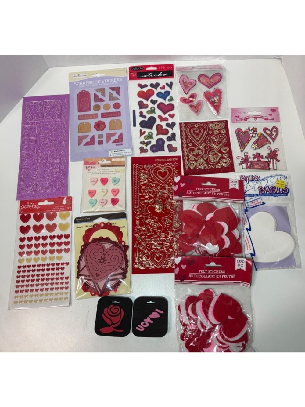 Valentines Day Stickers & Craft Bundle: Hearts Felt Epoxy & Scrapbook Designs Di